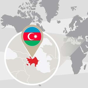World map with magnified Azerbaijan