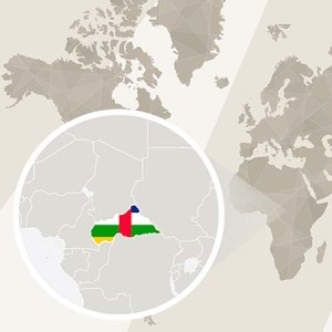 Zoom on CAR Map and Flag. World Map.
