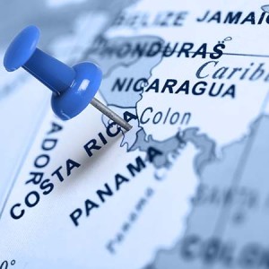 Location Costa Rica. Blue pin on the map.